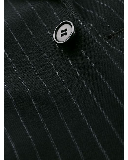 Saint Laurent Black Pinstriped Buttoned Blazer for men