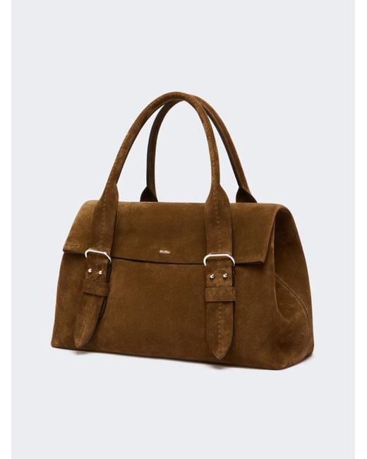 Max Mara Brown Split Leather Archetipo Handbag