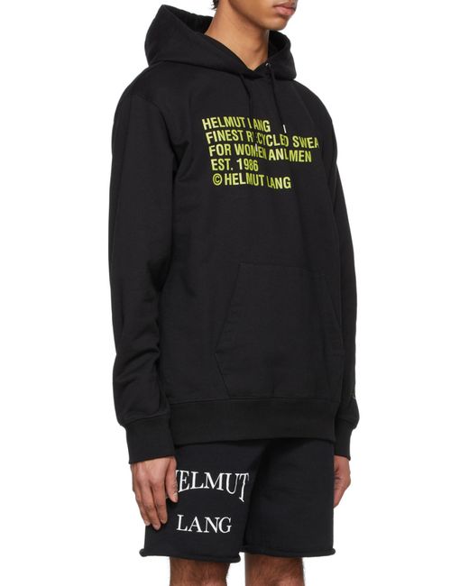 Helmut Lang Black Logo Drawstring Hoodie for men