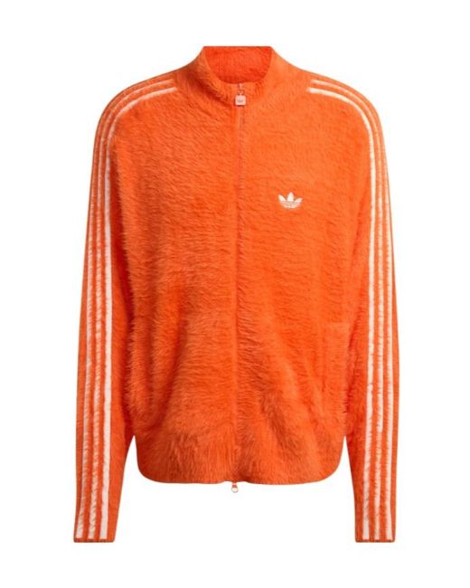 Adidas Orange Originals Logo Detailed Zip-Up Jacket for men