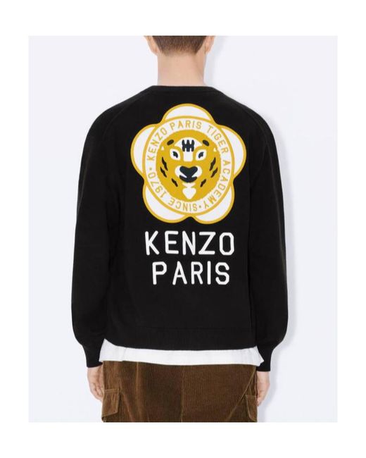 KENZO Black Tiger Academy Buttoned Cardigan for men