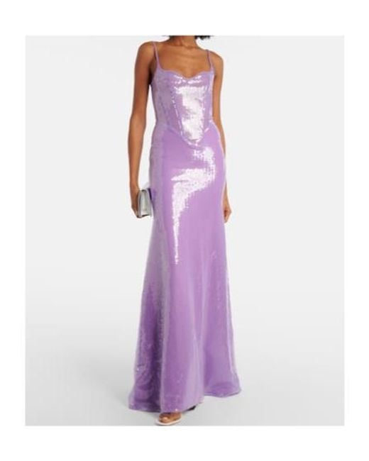 David Koma Purple Sequined Corset Gown