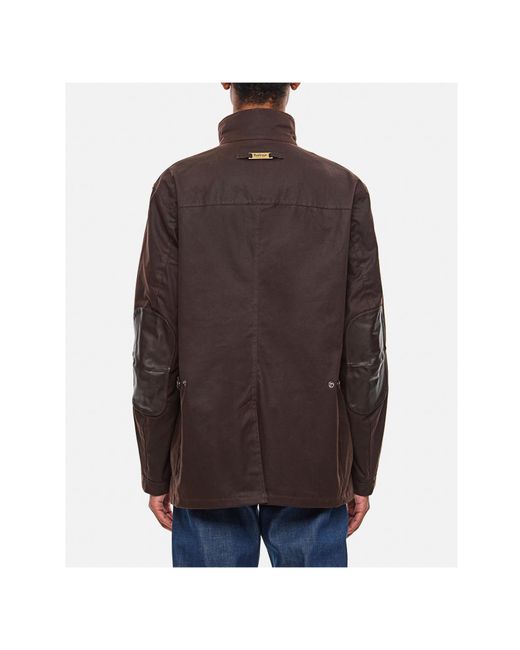 Barbour Brown Logo Embroidered High-Neck Jacket for men
