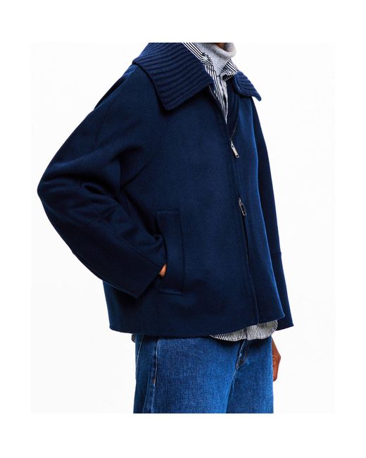 Joseph Blue Zippered Long-Sleeved Knit Cardigan