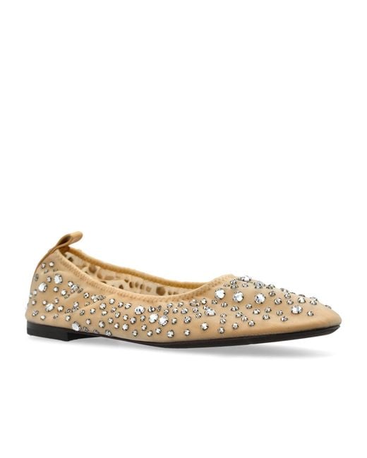 Tory Burch Natural Crystal Ballet Flats