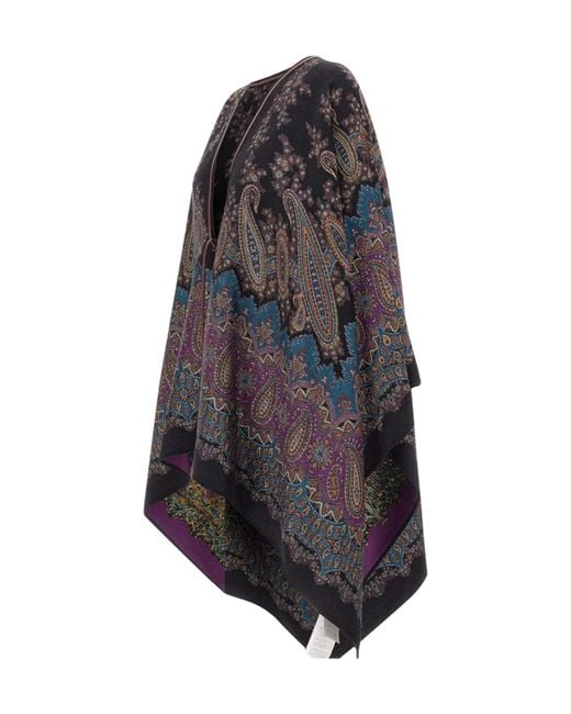 Etro Gray Paisley Printed Cape