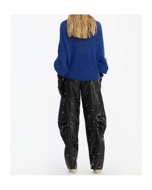 ROTATE BIRGER CHRISTENSEN Blue Logo-Patch Sweater