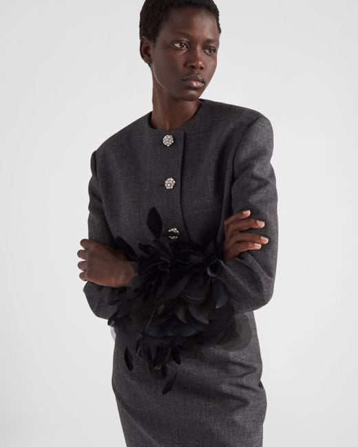 Prada Black Button-Embellished Cropped Jacket
