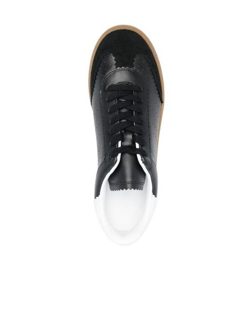 Isabel Marant Black Round Toe Lace-Up Sneakers