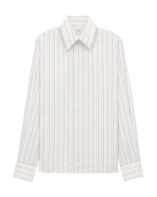 Saint Laurent White Cassandre Shirt for men