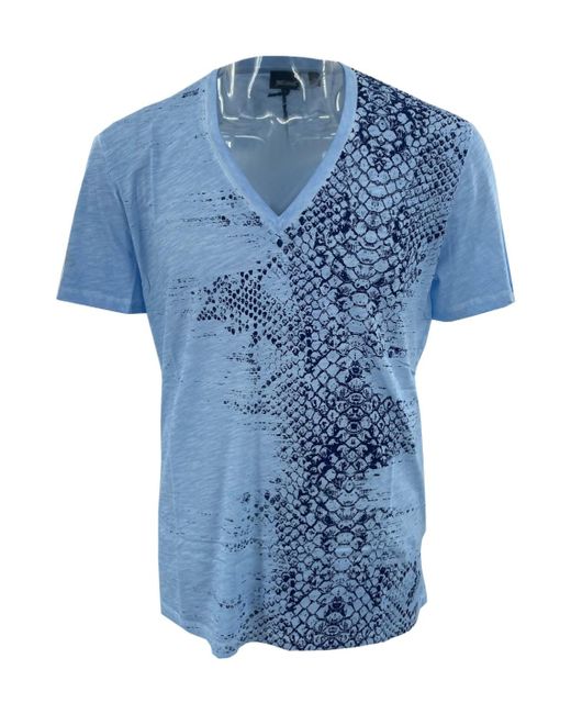 Just Cavalli Blue V-Neck Short-Sleeved T-Shirt for men