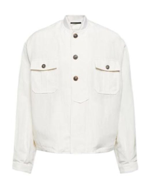 Giorgio Armani White Linen And Silk Blazer for men