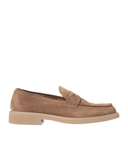 Doucal's Brown Suede Penny Loafers for men