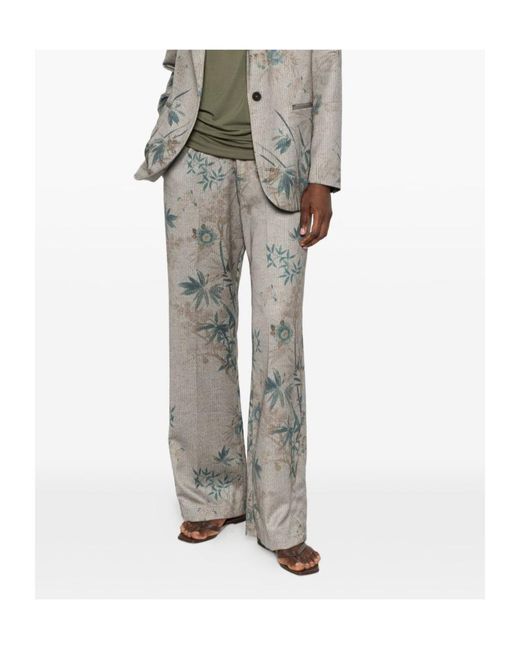Forte_forte Gray Patterned Casual Trousers