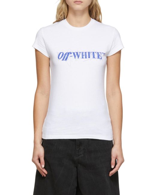 Off-White c/o Virgil Abloh White Crewneck Logo Detailed T-Shirt