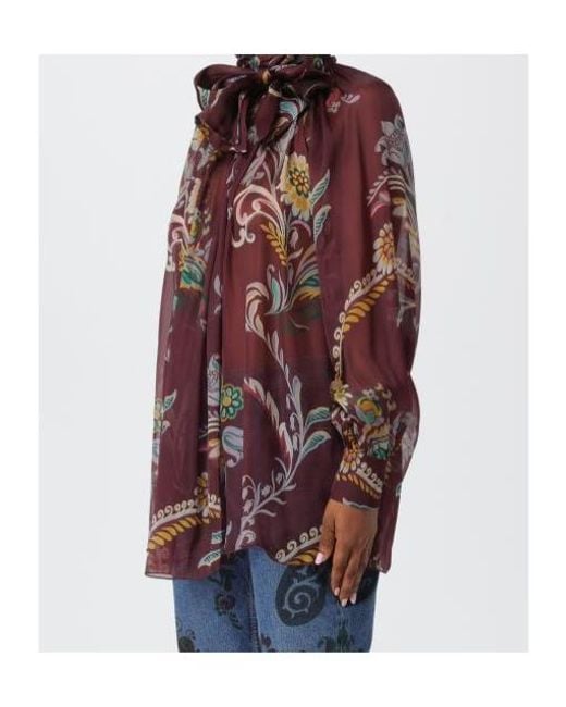 Etro Red Daffodil Motif Blouse