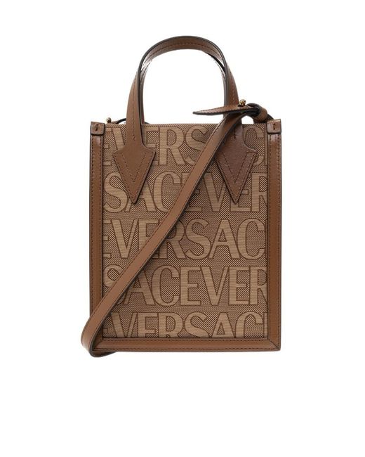 Versace Brown Allover Crossbody Bag for men