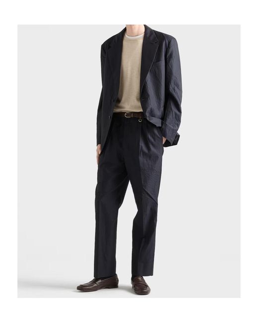 Prada Blue Single-Breasted Cotton And Silk Jacket for men