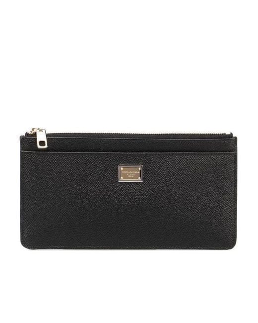 Dolce & Gabbana Black Logo Plaque Zipped Cardholder