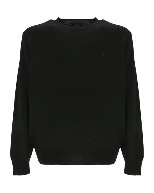 Etro Black Pegaso Embroidered Crewneck Jumper for men