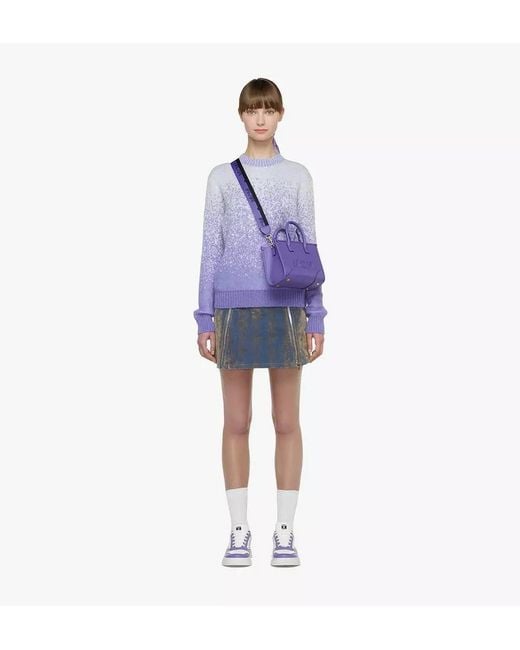 MCM Purple Logo-Embossed Leather Tote Bag