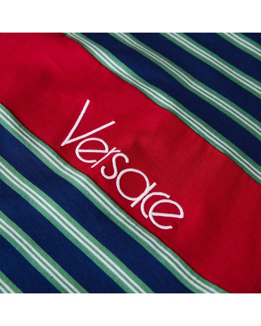 Versace Blue Striped Long-Sleeve Polo Shirt for men