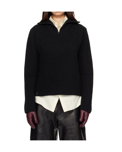 Mackage Black Gladys Knit Half-Zip Pullover Sweater