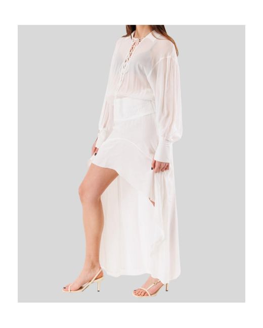 Patrizia Pepe White Lace-Trim High-Low Dress