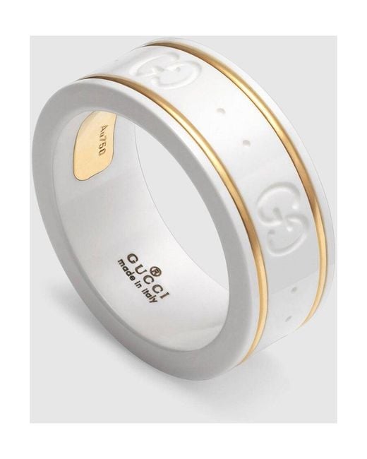 Gucci White Icon 18K Ring With Crystals