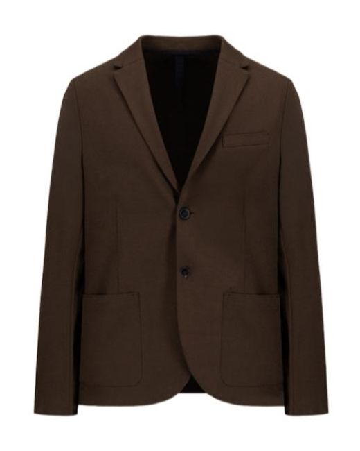 Harris Wharf London Brown 2B. Blazer Diagonal Crafted With Loro Piana Fabric for men