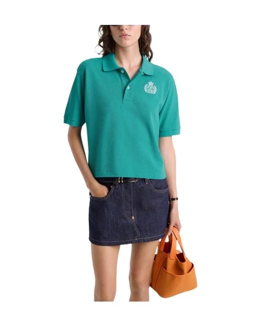 Sporty & Rich Blue Hw Embroidered-Logo Polo Shirt