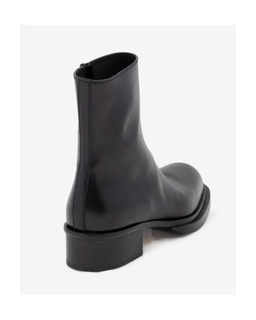 McQueen Black Cuban Stack Ankle Boots for men