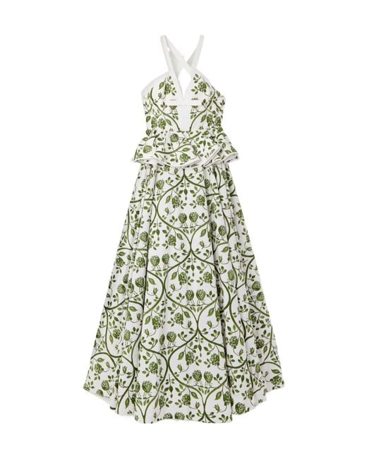Giambattista Valli White Poplin Peplum Maxi Dress