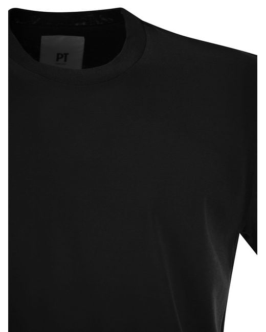 Pt Pantaloni Black Pt Torino Plain Lightweight Crewneck T-Shirt for men