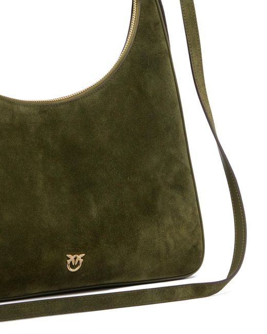 Pinko Green Logo Charm Shoulder Bag