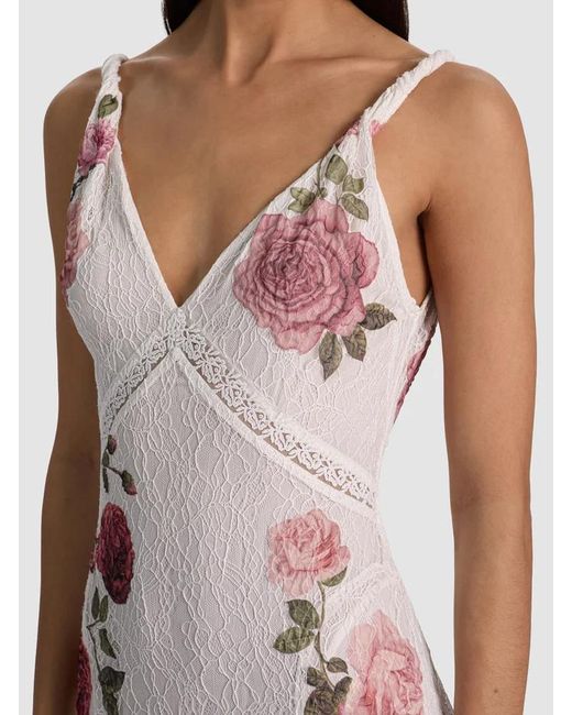 Alice + Olivia White Alice Olivia Nisa Floral Printed Long Dress