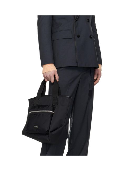 Sacai Black Pocket Medium Tote Bag for men