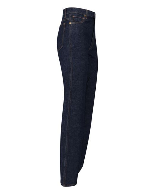 Khaite Blue Button Embellished Straight-Leg Jeans