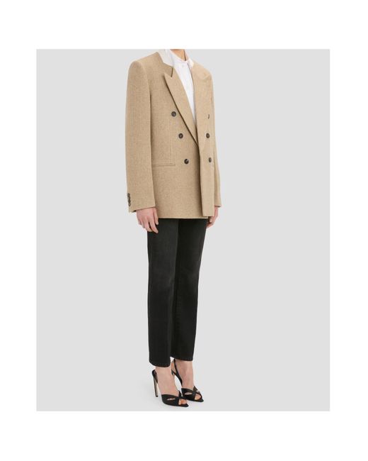 Victoria Beckham Natural Tailored Double-Breasted Blazer