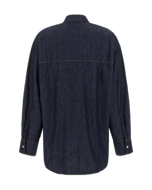Khaite Blue Long Sleeve Buttoned Shrit