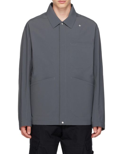 Stone Island Gray Snap Casual Jacket for men