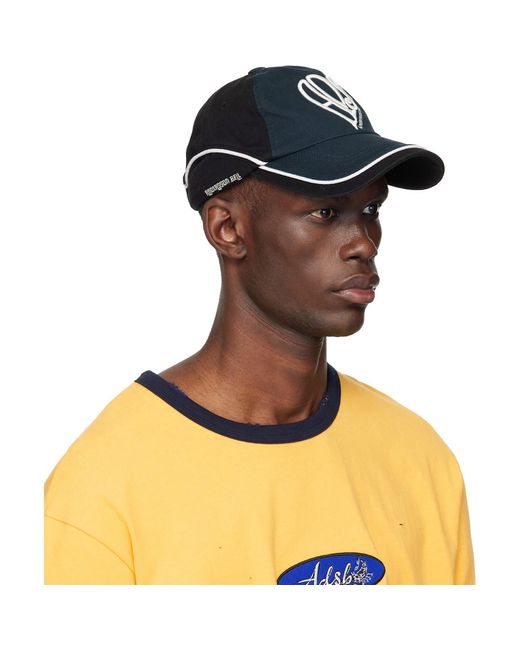 ANDERSSON BELL Blue Heart-Shaped Logo Embroidered Layered Baseball Cap for men