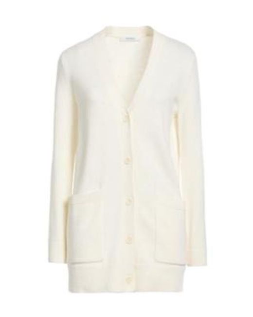 Max Mara White Solid Color Minimalist Stylish Knit Cardigan