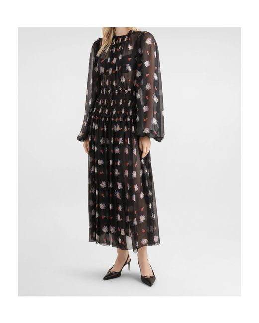 Dolce & Gabbana Black Floral Midi Dress