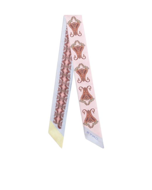 Etro White Paisley Printed Pointed Tip Scarf