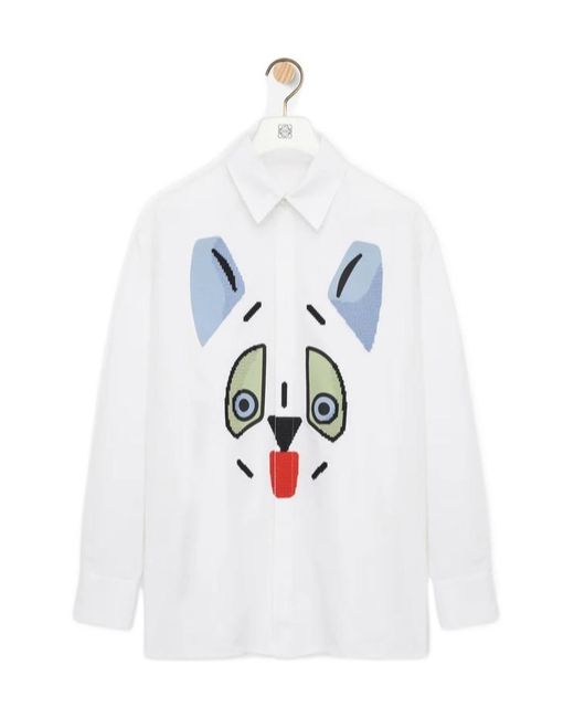 Loewe White Futurist Cat Printed Shirt for men