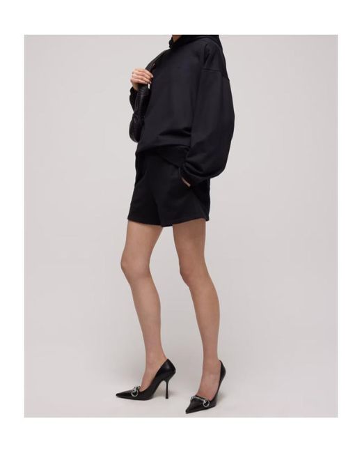 Gucci Black Cotton Silk Jersey Shorts With Embroidery