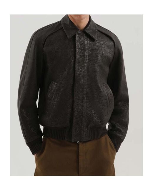 1989 STUDIO Black Press-Stud Leather Jacket for men