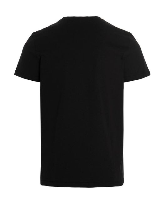 Balmain Black Flocked Logo Crewneck T-Shirt for men