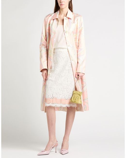 Dolce & Gabbana White Solid Color Lace Pencil Skirt